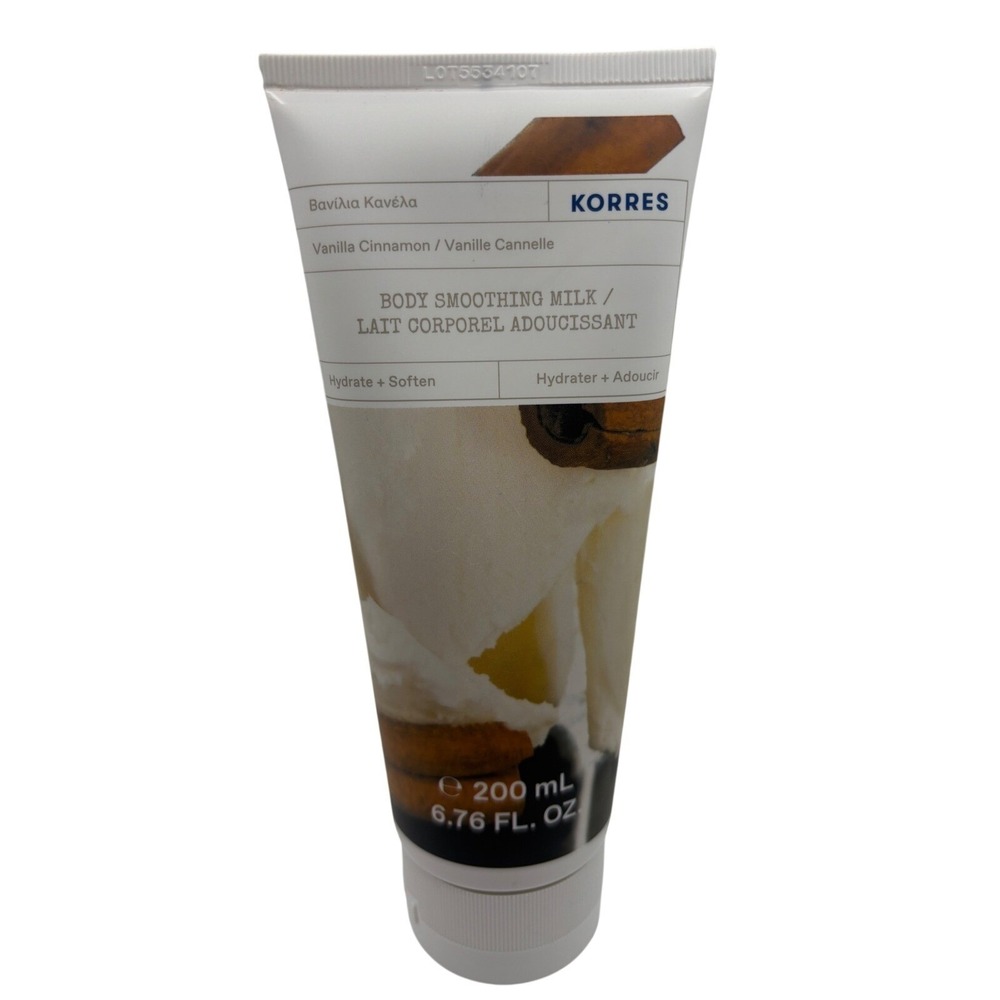 KORRES Body Smoothing Milk Vanilla Cinnamon Hydrate Soften 200ml 6.76oz